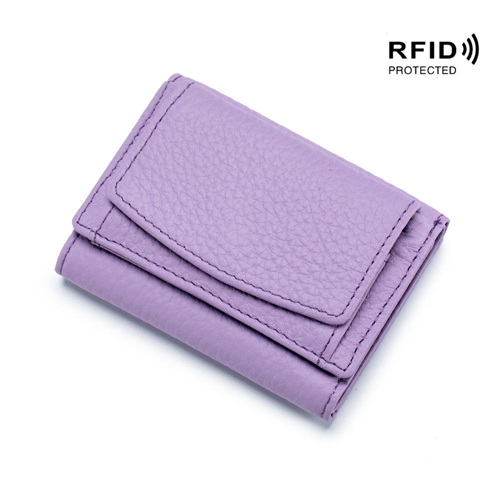 RFID Blocking Japanese Cowhide Women's Ultra-Thin Mini Wallet