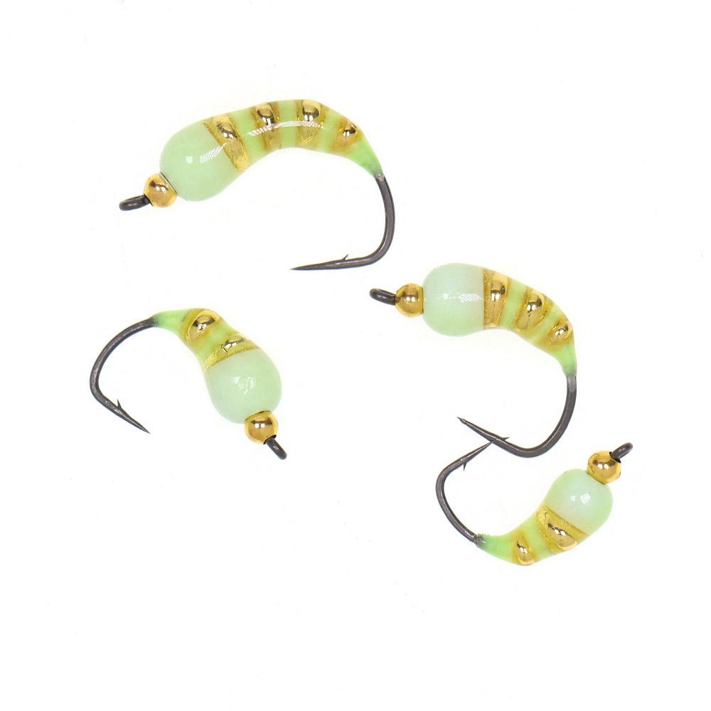 5 Stück #6 #8 #10 #12 Eisangeln Epoxidnymphe Messingperlenkopf Schnell sinkend Scud Bug Wurm Fliege für Forellen Panfish Angelköder