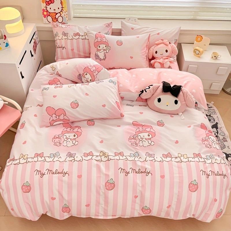 Bed Three-Piece Set, Sanrio Cartoon Series Digital Printing, Double-Sided Three (Four) Piece Set
