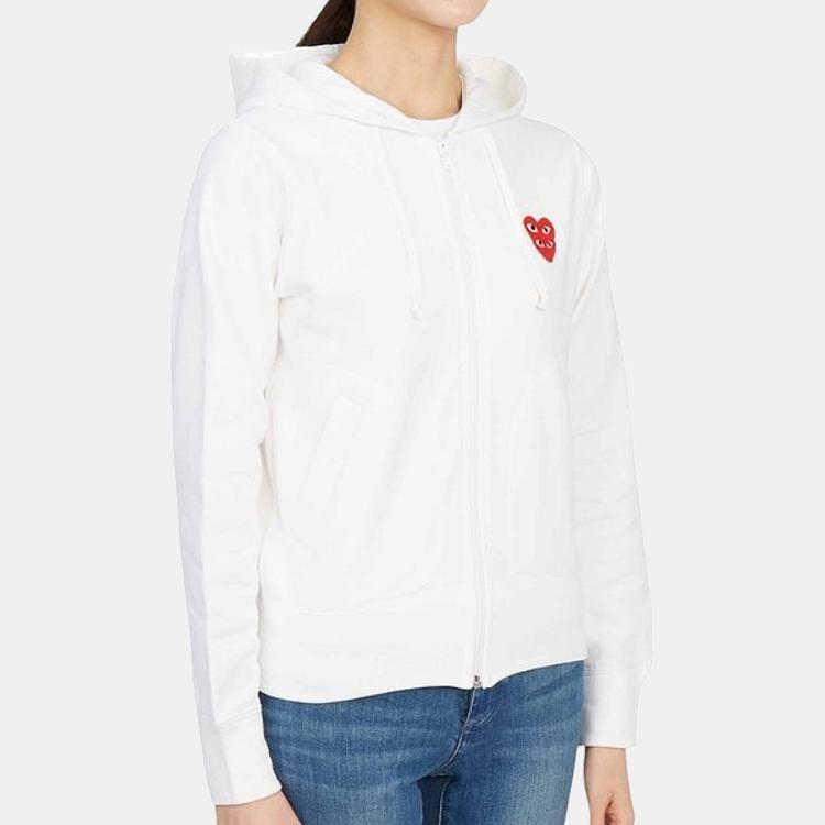 Comme des Garçons PLAY (WMNS) Sudadera con Capucha y Cremallera COMME des GARCONS PLAY con Corazón Familiar Rojo 'Blanco' para Mujer AZ-T293-051-2
