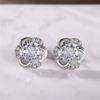 New Silver Color Flower Earrings for Women Inlaid Shiny White Cubic Zirconia Romantic Bride Wedding Ear Stud Fashion Jewelry