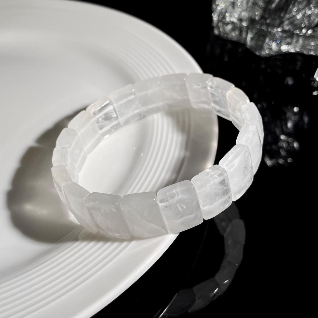 Bracciale Quadrato in Cristallo Bianco Naturale Jingxi Ji