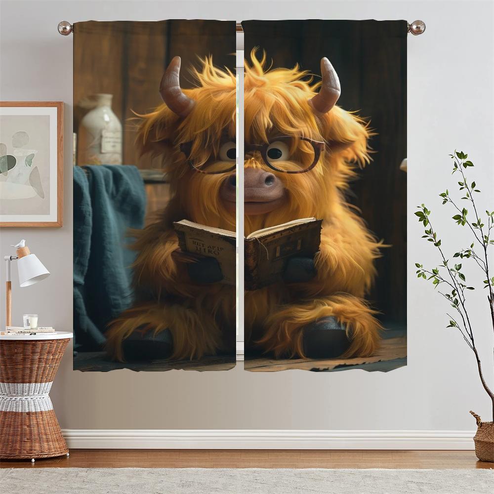 

An Animal That Loves to Read Home and Decoration White Curtains for Living Room Bedroom Blackout Curtains 2 Pcs Set Partition W50xH70cmx2pcs-CL