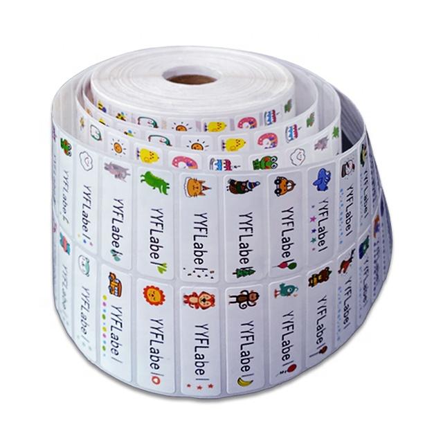 Custom Self-adhesive Cute Cartoon Name Tags Waterproof Writable Label Stickers for Children School Stationery Student Kid Person