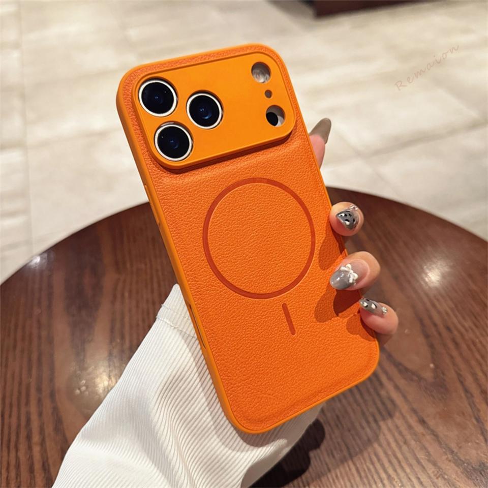 

Ретро кожаный магнитный чехол для телефона для iPhone 17 Air 14 15 16 12 13 Pro Max Magsafe Беспроводная зарядка Ударопрочная защитная крышка For iPhone 12Pro