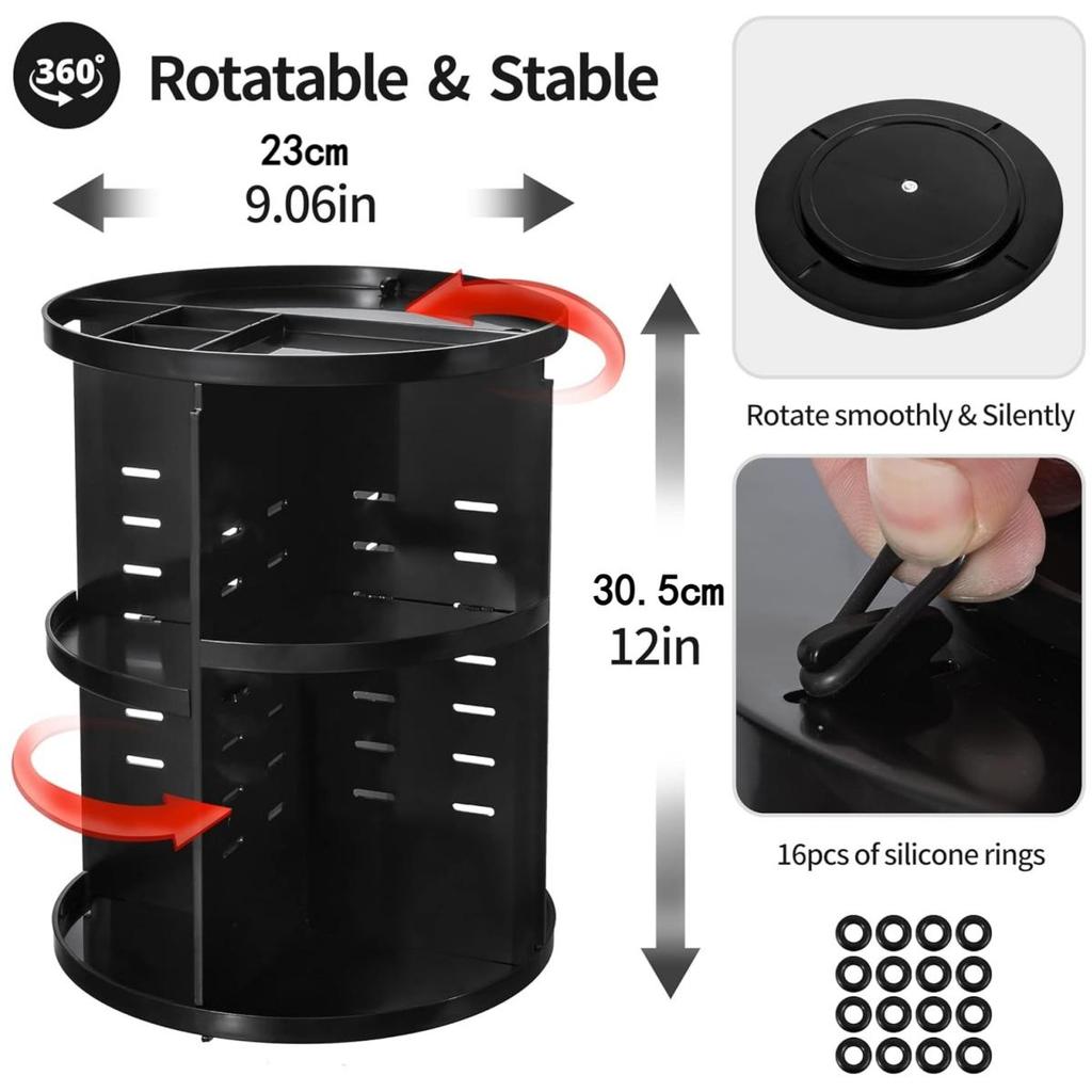 1pc 360 Spinning Makeup Organizer, Lazy Susan Rack Cosmetic Carousel Storage Shelf, Great for Countertop and Bathroom, Clear