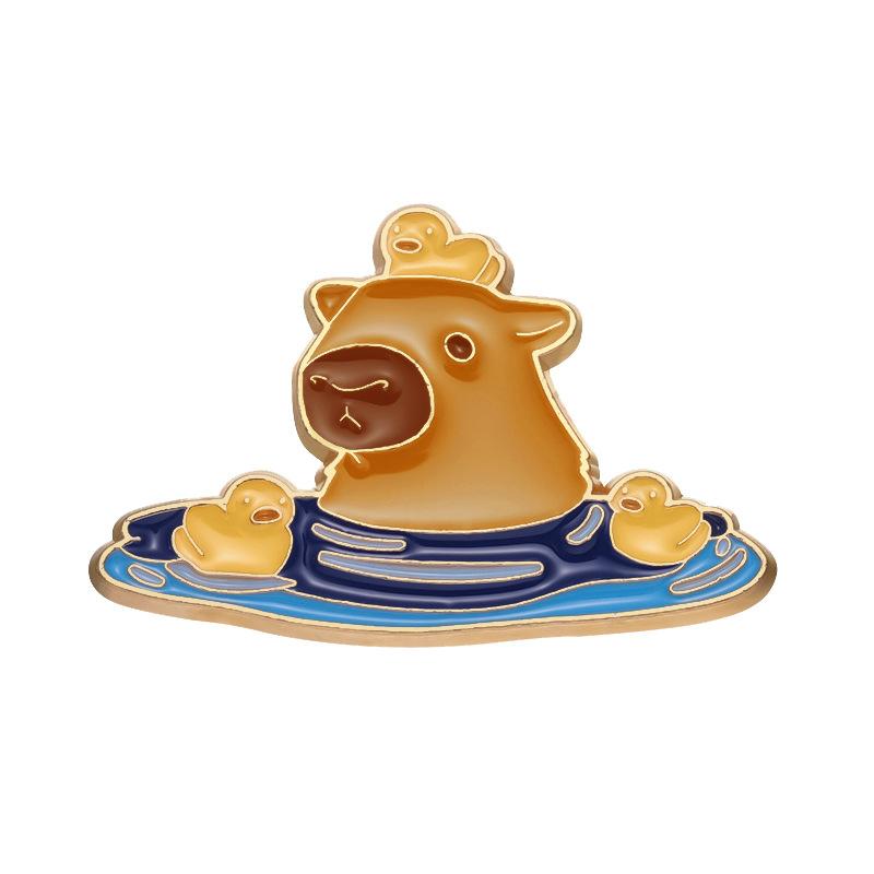 

Capybara Delightful Cartoon Brooch With Bright Yellow Duck For Personalized Flair