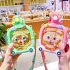 Kawaii Bear Water Bottle BPA Free For Kids 1000ml Plastic Cute Bubbule Tea Milk Portable School Drinking Bottles With Straw Gift