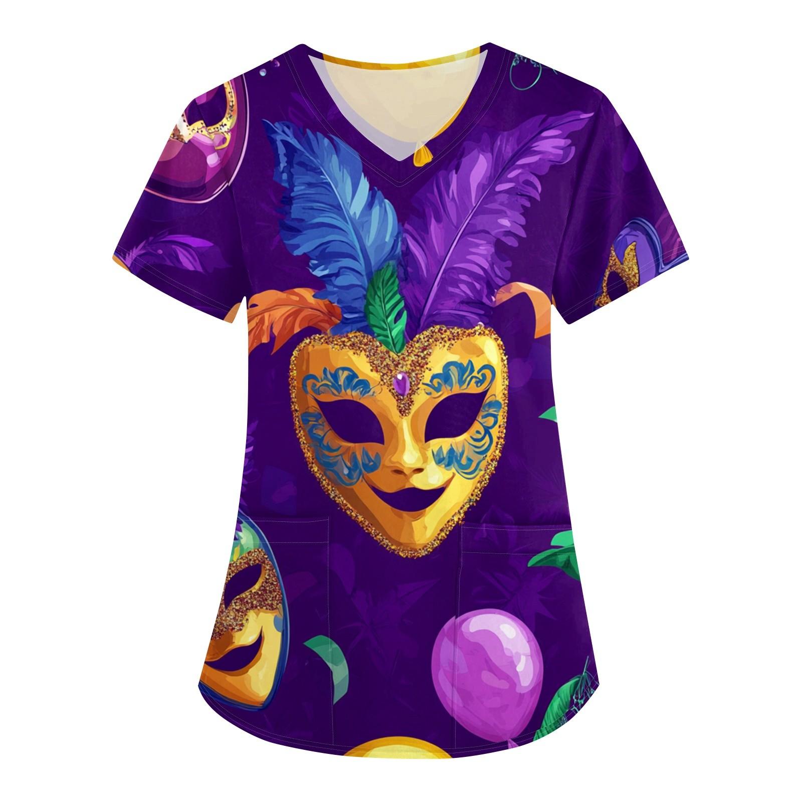 

Жіночий модний робочий одяг з V-подібним вирізом і короткими рукавами з кишенями Верхній одяг для догляду з карнавальним принтом M шафрановий