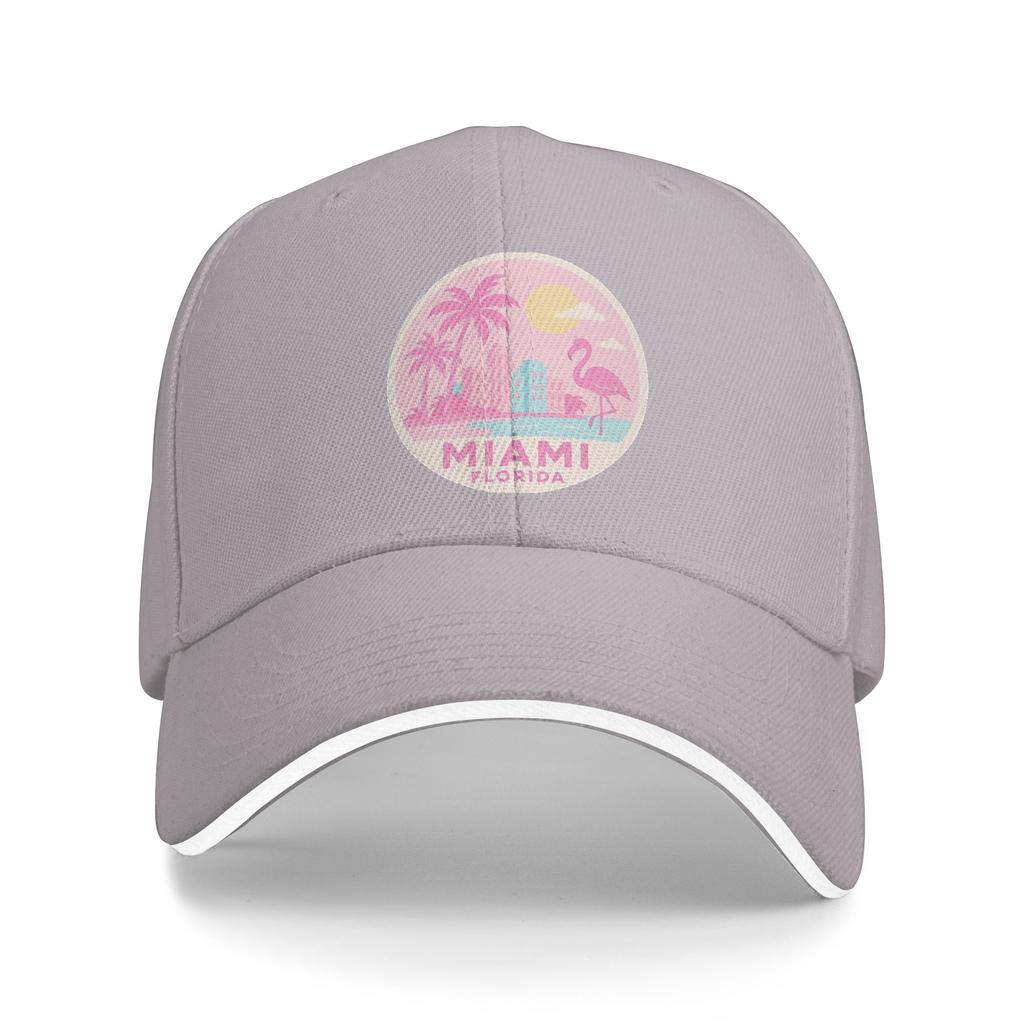 Miami Pink Travel Baseball Cap  Fashion Trucker Hat Summer UnisexTeens Tennis Skate Baseball Caps