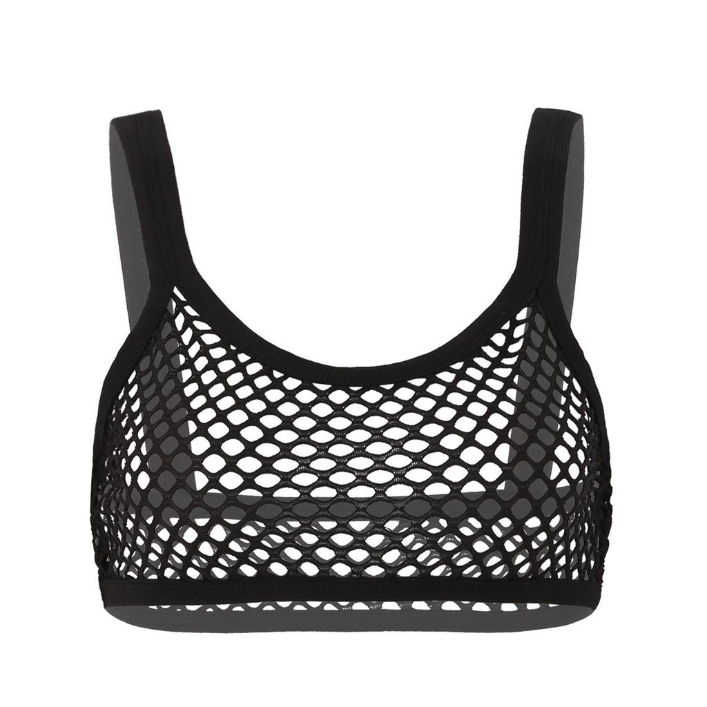 Women Sexy See Through Fishnet Bra Top Mesh See Through Unlined Bralette Cropped Tank Tops