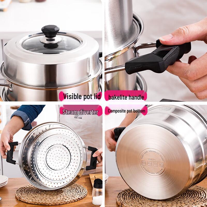 Adneny 3-Layer 304 Stainless Steel Steamer Pot