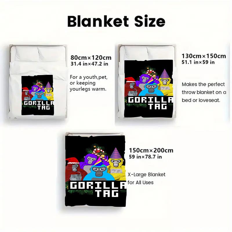 Gorilla Tag Cartoon Print 2D Flat Pattern Flannel Blanket High quality All Seasons Warmth and Comfort Perfect for Christmas Gifts.