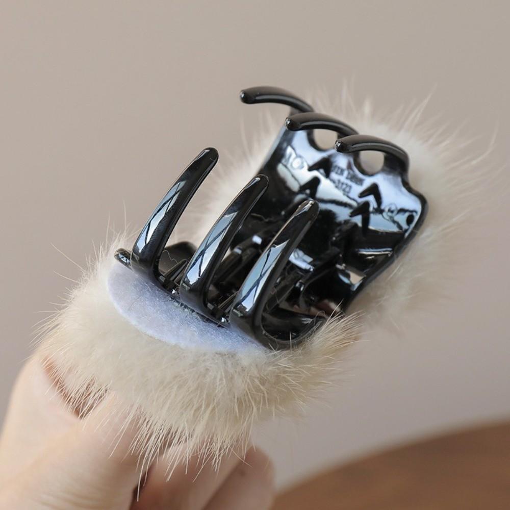 Soft Fur Half Updo Hairpins Hair Decoration Plush Hair Claw Fashion Ponytail Holders  Women