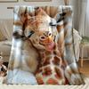 Custom Giraffe Blanket Funny Animal Selfie Design Personalized Name Fleece Throw All Season Soft Warm Bedding Home Decor Gift