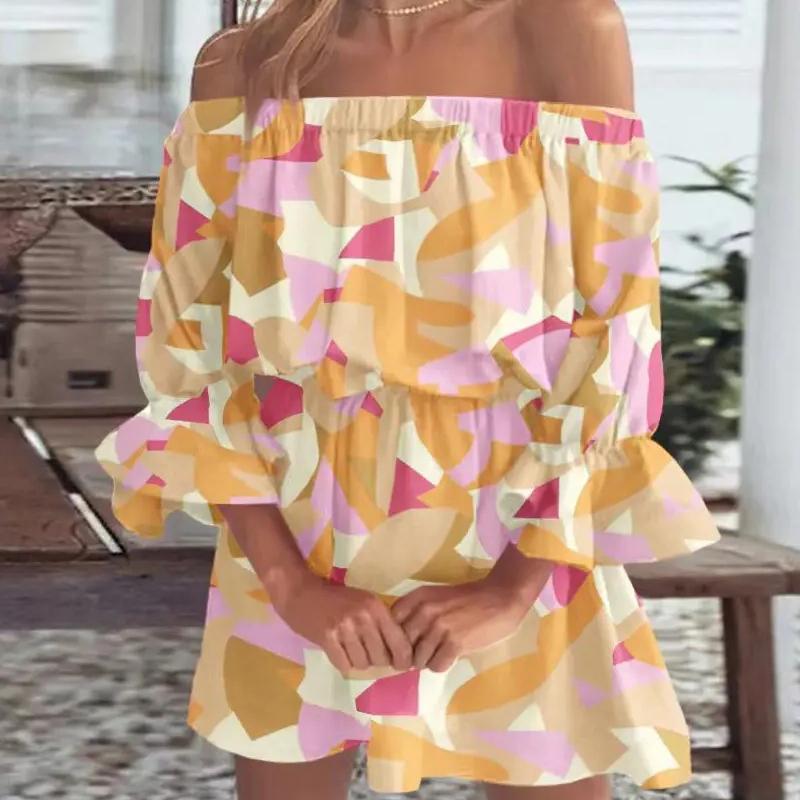 

BITCED Женские сексуальные модные платья на одно плечо с принтом XXXL жёлтый