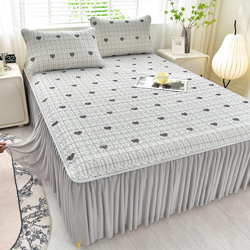 Sommer Kühlende Bettmatratzenbezug Weich Kühlendes Spannbettlaken Matratzenschoner Bezug Tagesdecke Bettrock Kissenbezug 3-teiliges Set