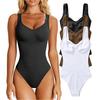 European And American New Women'S Onesie Sexy Pit Ribbed V-Neck Sleeveless Vest Onesie White