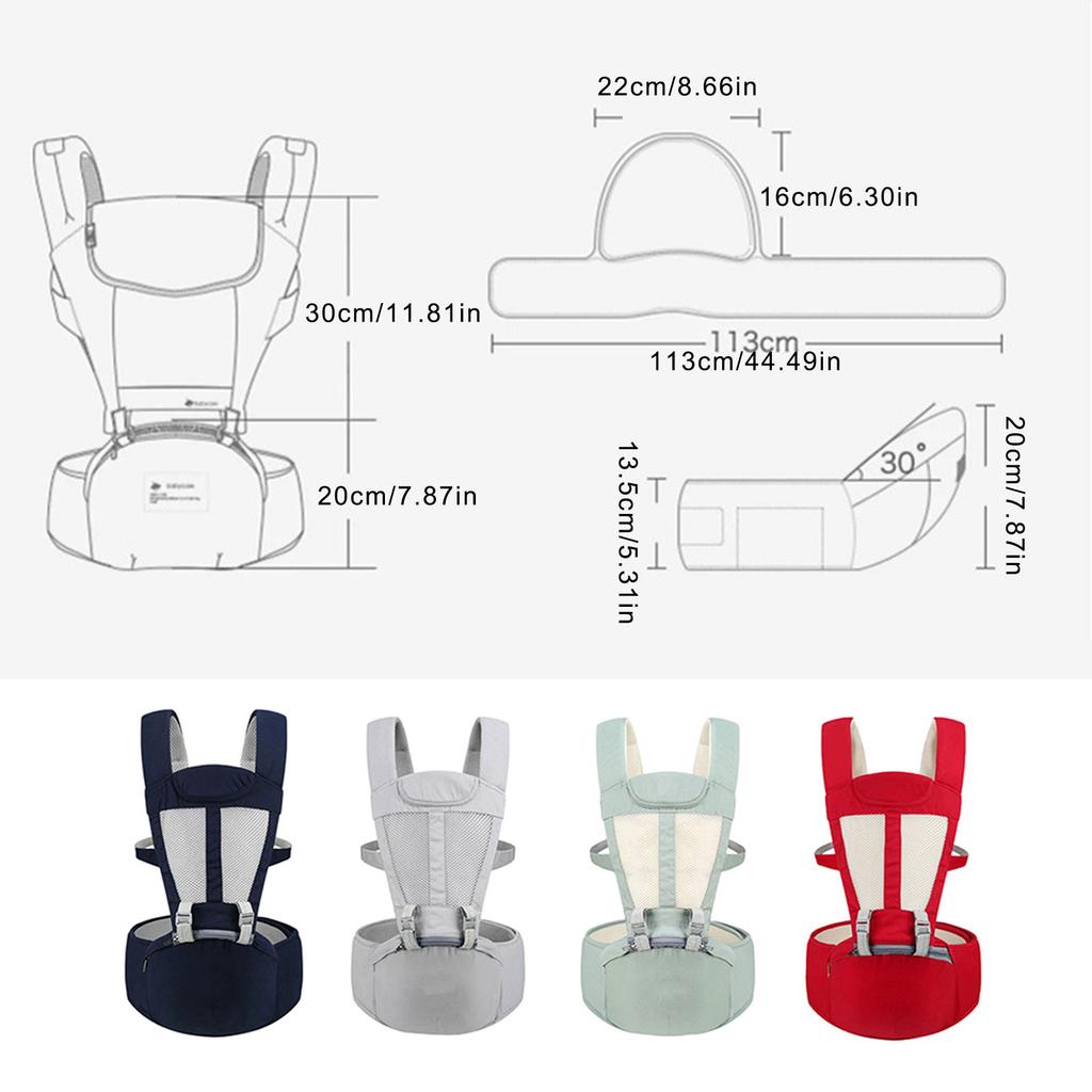 Convertible Infant Carrying Device Hip Seat Function Cotton Fabric Reinforced Safety Buckles Weight Capacity Up To 20kg