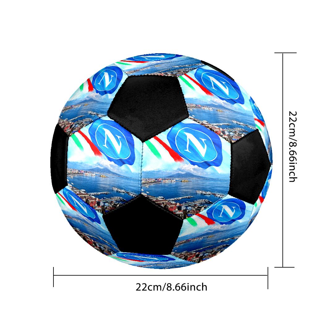Naples Football Club Indoor Soccer Ball Colorful Machine Stitched PVC Size 5 Team Training Competition Ready Durable High-Bounce Cool Sports Gift