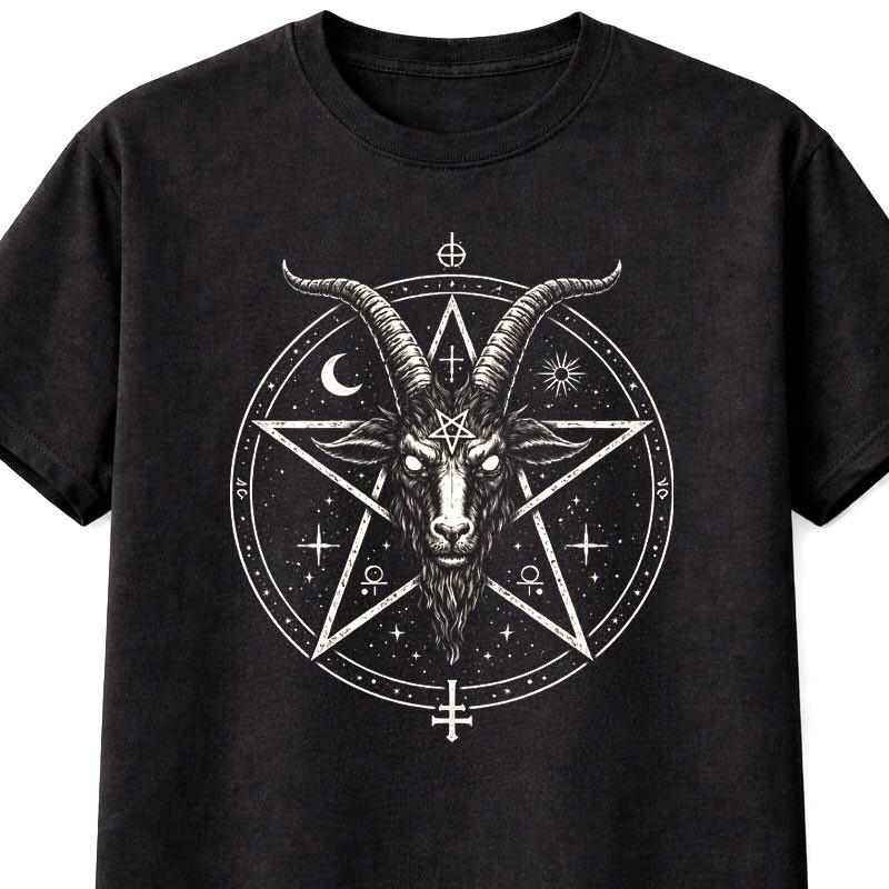 Baphomet Pentagram TShirt Occult Gothic Satanic Goat Alternative Graphic Tee