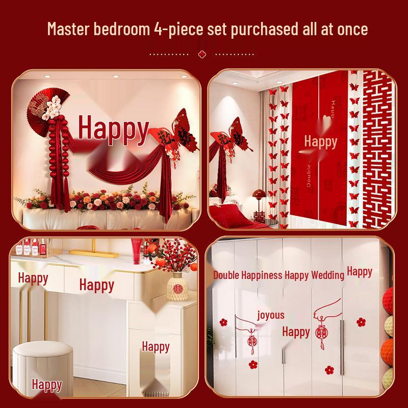 Double Happiness Wedding Bedroom Wall Decoration Set