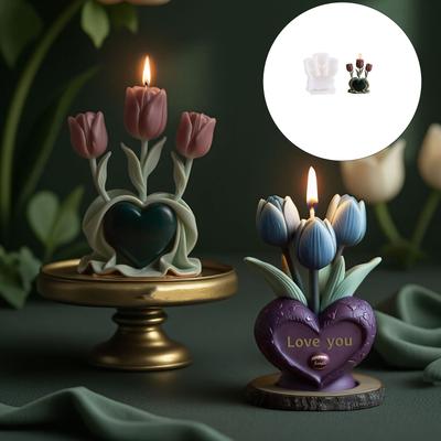 Blumen Duftkerzenformen Gussformen Herz Tulpe Silikonformen Epoxidharzformen Ornament Gipsformen