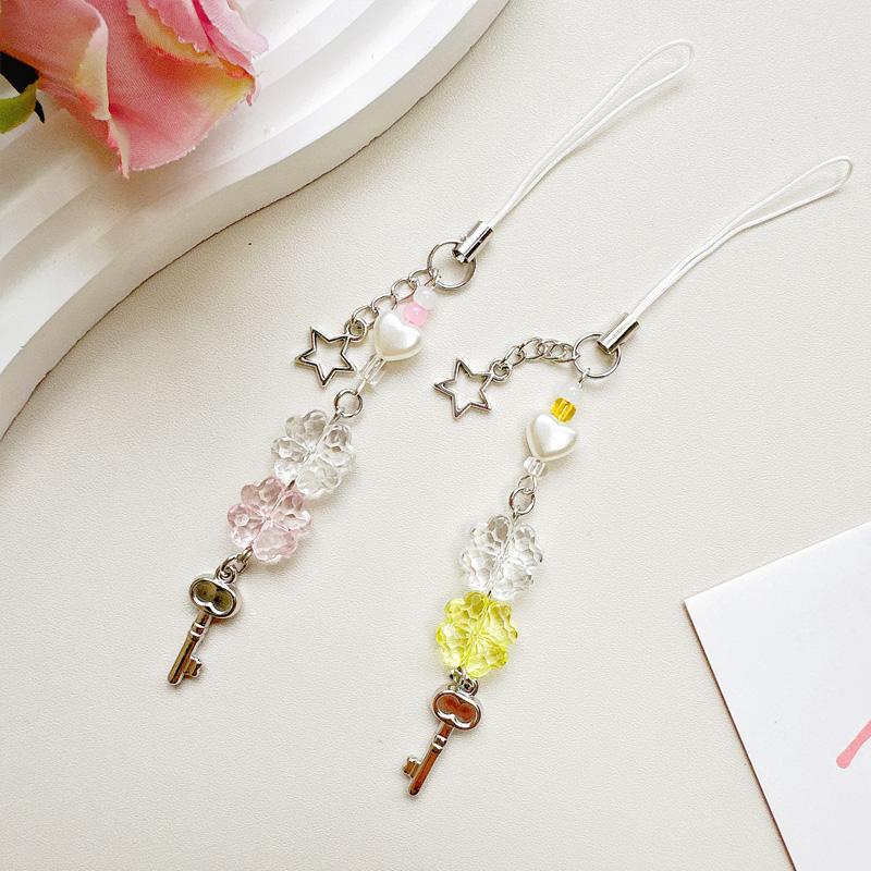1pc Bracelet Cute Hanging Cord Lucky Flower Phone Chain Fashionable Strap Wrist Lanyard Acrylic Keychain