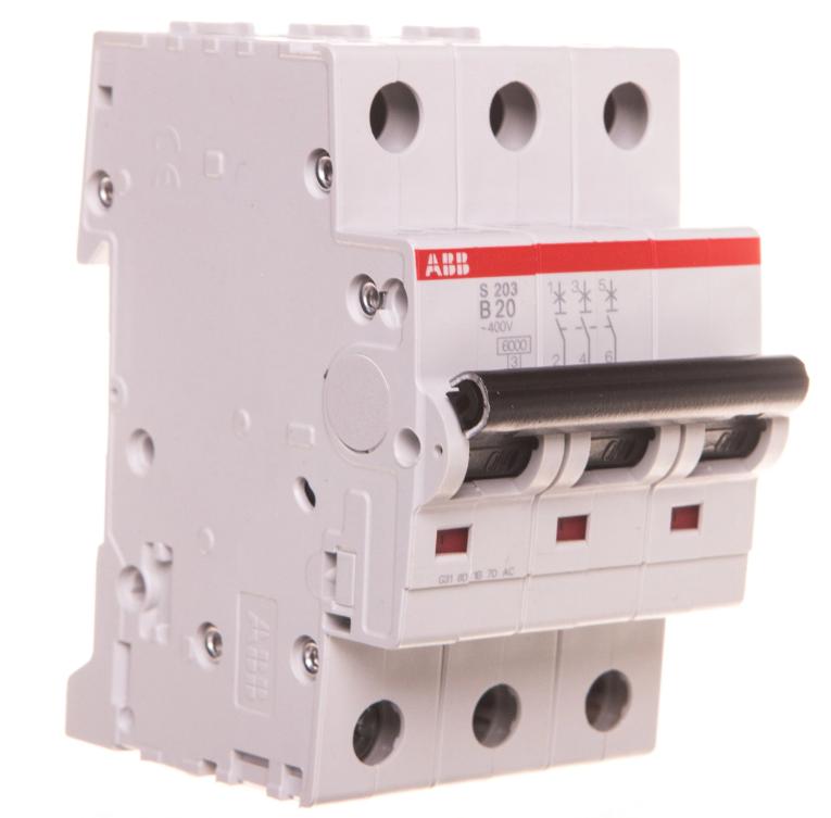 Circuit Breaker 3P B 20A 6Ka Ac S203-B20 2Cds253001R0205