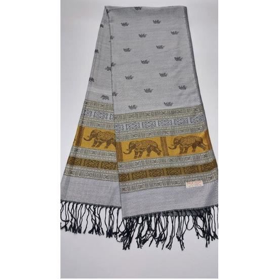Foulard Pashmina - Gris - Cachemire & Soie - 70x180 Cm - Chic - Automne/Hiver