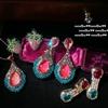 Orecchini Gioiello a Goccia di Tormalina Pavone Sotheby's, Antichi, Placcati Oro 18K, Orecchini in Zircone Rosso Carminio Fragola