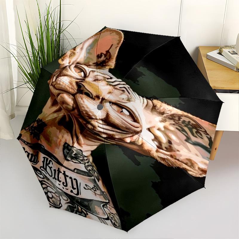 1pcAnimals cats monkeys cute turtles Umbrella Portable Folding Umbrella Iron Frame Hole Bone Structure Outdoor Home Umbrella