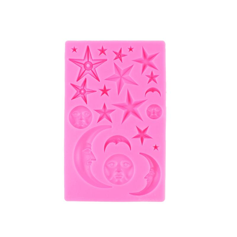 Star and Moon Silicone Mold for Chocolate, Fondant, Cake, Resin, and Baking Decorations.