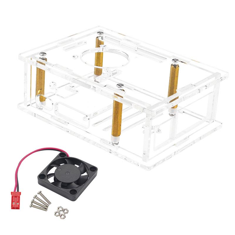 Raspberry Pi 5 Acrylic Case with Fan and Copper-Aluminum Heatsink