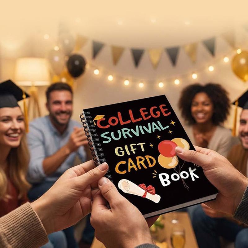 College Gift Card Book Graduation Gift Card Book College Survival Booklet Organizer School Birthday Care Package Cash Holder