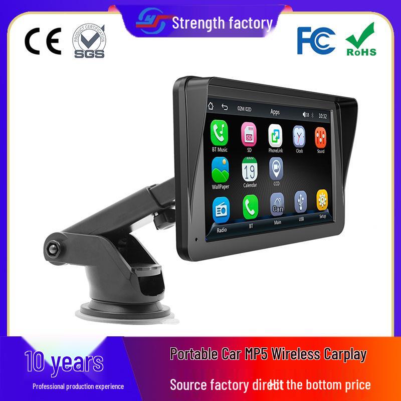 

Portable Bluetooth MP5 Car Player with Wireless Carplay, Reverse Camera, and Multifunctional U Disk/Card Reader.