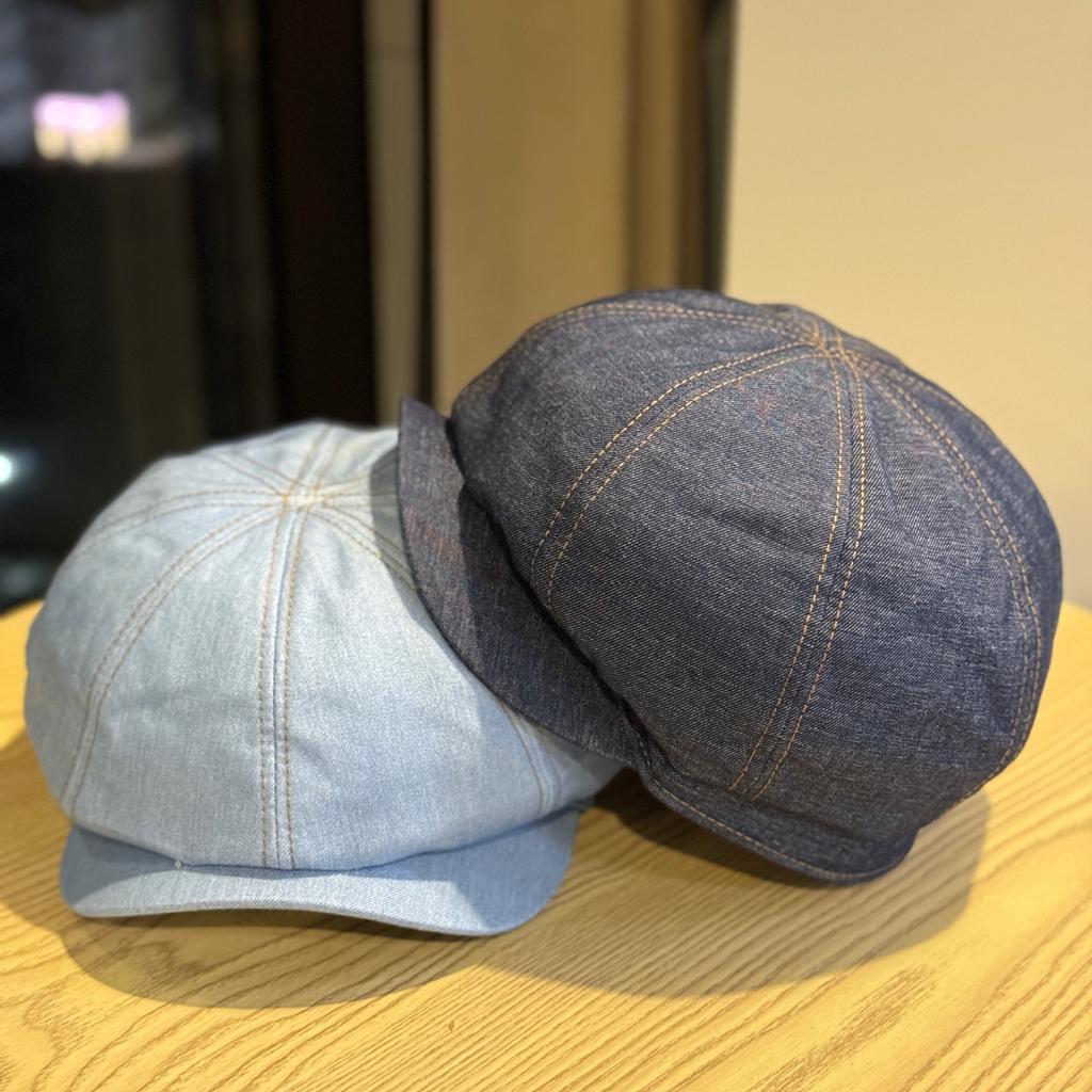 New Korean-style Dongdaemun simple casual denim newsboy cap for women, versatile for spring and autumn, retro and face-slimming