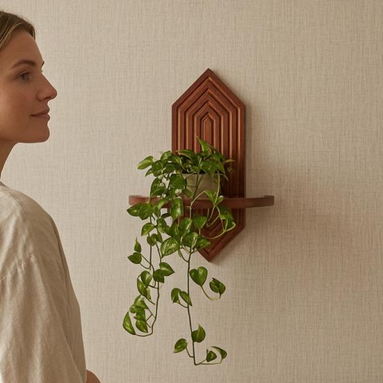 Solid Wood Wall Shelf, Thickened Storage Shelf for Small Plants, Decorative Aromatherapy Holder Shelf for Home Decor