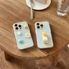 Cute Cartoon blue tartan 3D Cream Clear Phone Case For iPhone 16 15 14 13 Pro Max Bead love Soft Cover