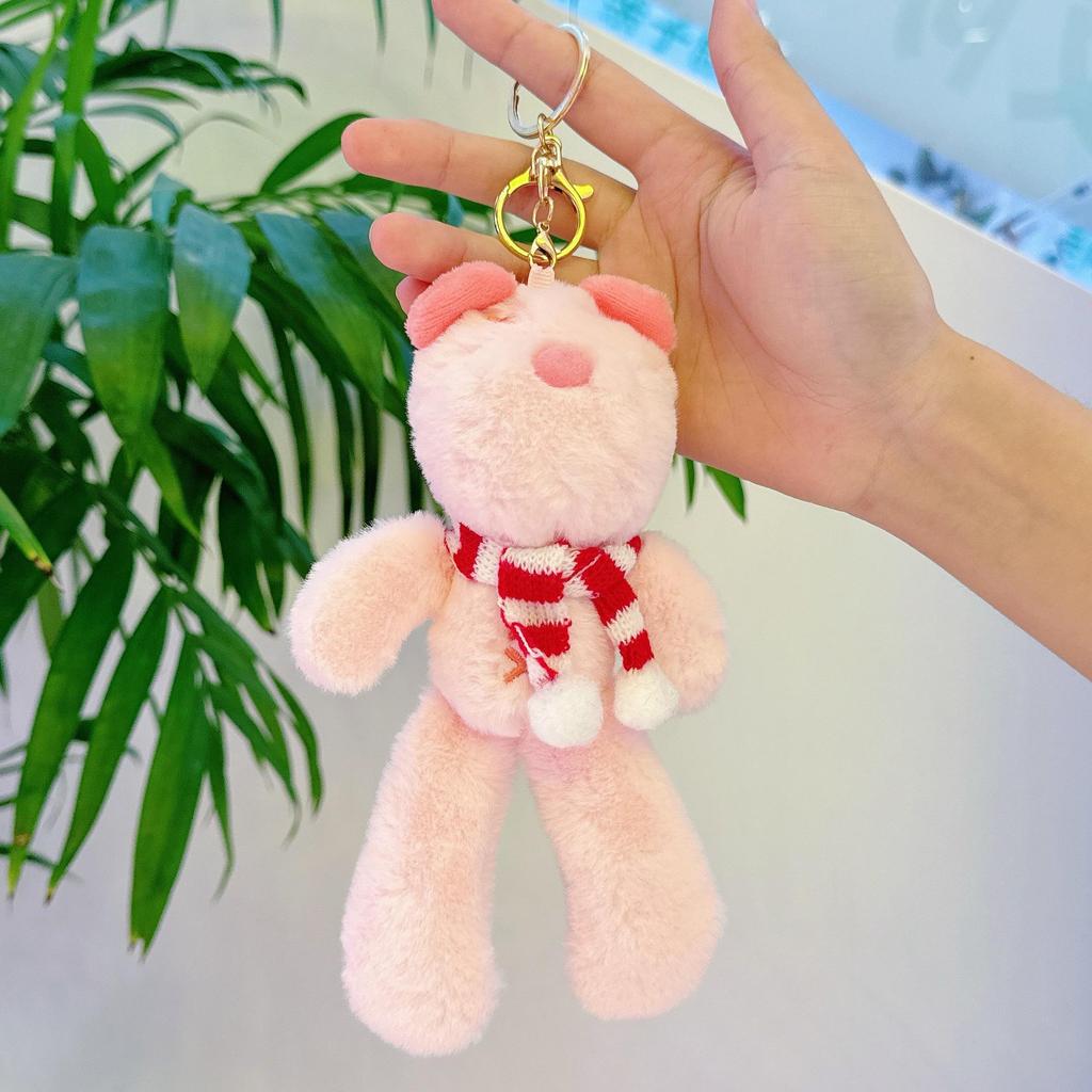 Fluid Bear Pendant Scarf & Teddy Bear Doll Keychain: Street Style Gift for Girls