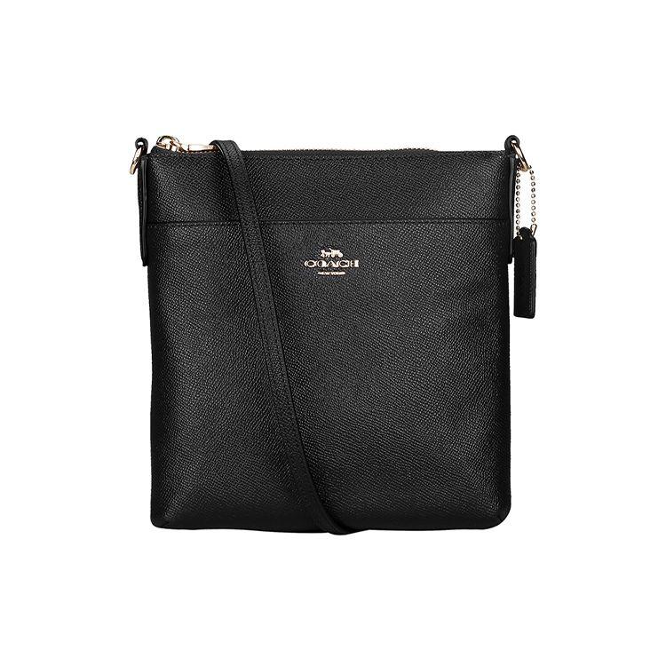Coach Kitt Logo Crossgrain Leather Messenger Bag Women bags Black 41320-GDBLK Basic Set (Bag+Dust Bag)