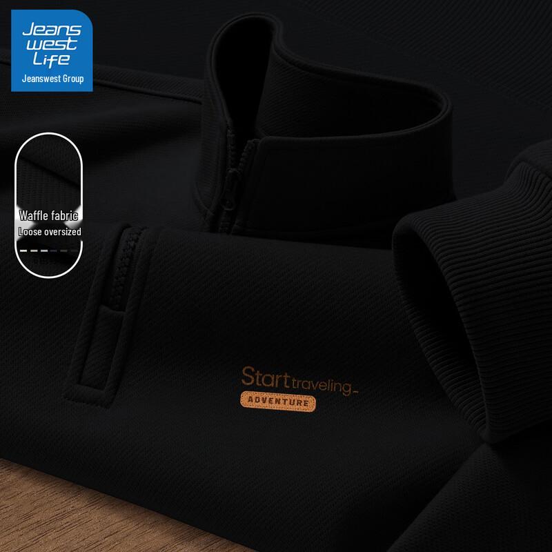 

JEANSWEST LIFE Men s Letter Print Stand Collar Half-Zip Sweatshirt 3XL