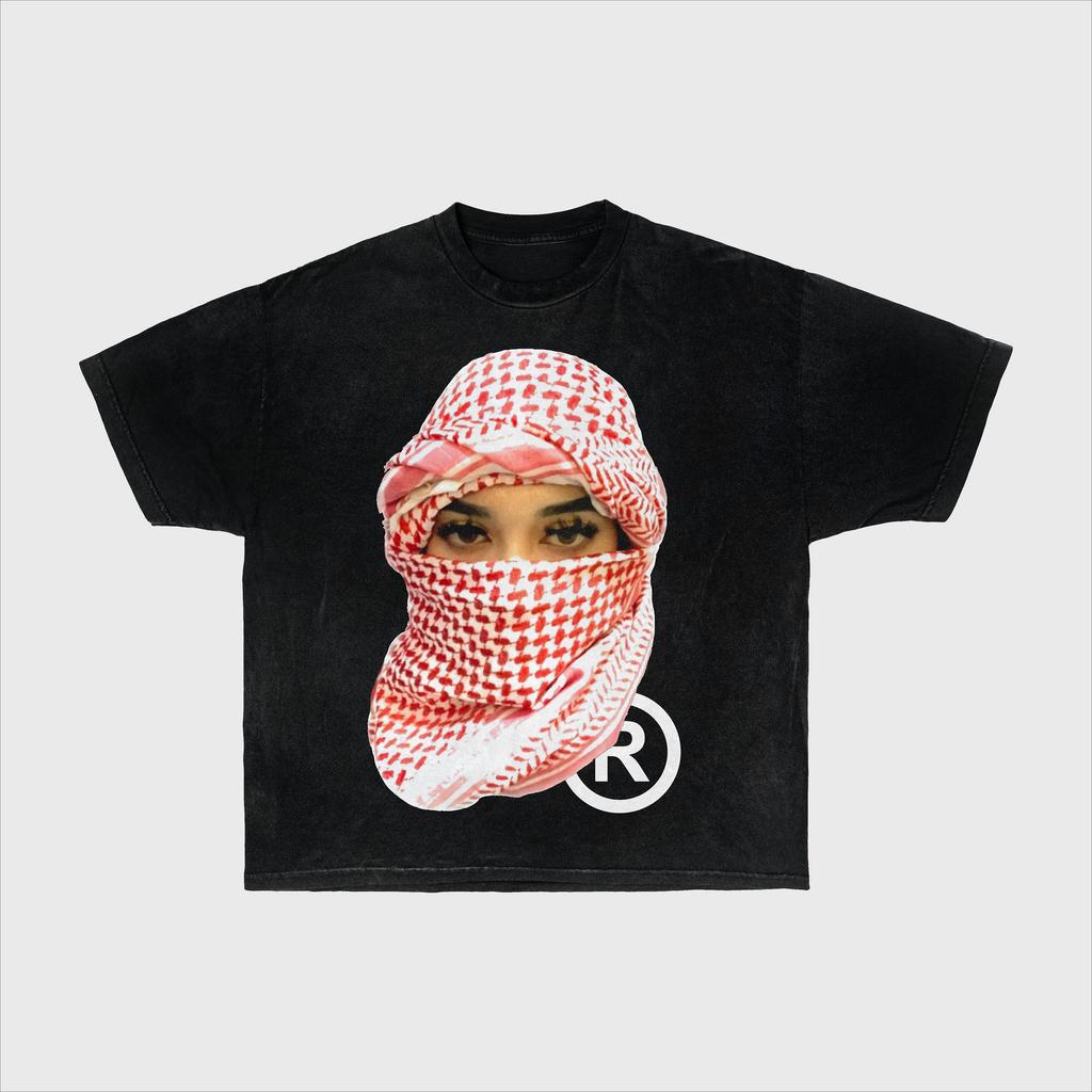 Retro Middle Eastern Girl Keffiyeh Oversized Y2k Graphic Tee Cotton Unisexs Unisexs Tshirt Summer Streetwear
