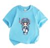 Kids Boys Girls 100% Cotton Crew Neck Short Sleeve T-Shirt, Cute Chinese Opera Hua Dan Q Version Cartoon Graphic Casual Soft Tee for Daily Wear