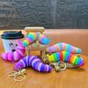 Chaveiro Fidget Lesma Fofo Brinquedos Arte 3D Articulado Lagarta Elástica Sensorial Alívio do Estresse Chaveiro Flexível Bolsa Telefone Pingente Charme