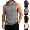 Men's Sleeveless Hoodie Lightweight Quick Dry Sports Vest with Front Pocket for Outdoor Running Gym Training