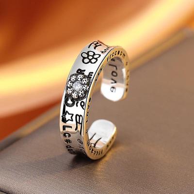 Retro Fashion Graffiti Star & Letter Open Finger Ring for Women & Men