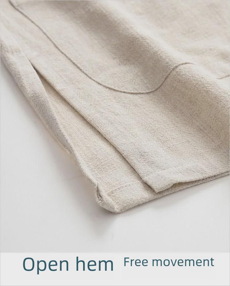 Herren Langarm Baumwolle Leinen Tang Anzug - Retro Chinesischer Stil Geknöpftes Gewand für Mittelalte und Ältere, Ideal für Tai Chi.