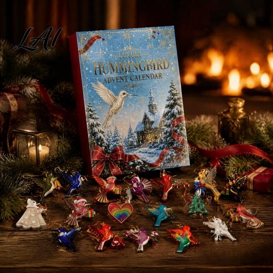 Hummingbird Advent Calendar Hummingbirds 2026 24 Days Christmas Countdown with Unique Holiday Gifts Pcs 2D Acrylic Ornaments for Bird Lovers,