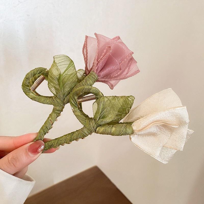 A New Small Fresh Tulip Flower Hairpin Sen with Instagram Temperament Grab Shark Clip Back of Head Hairpin